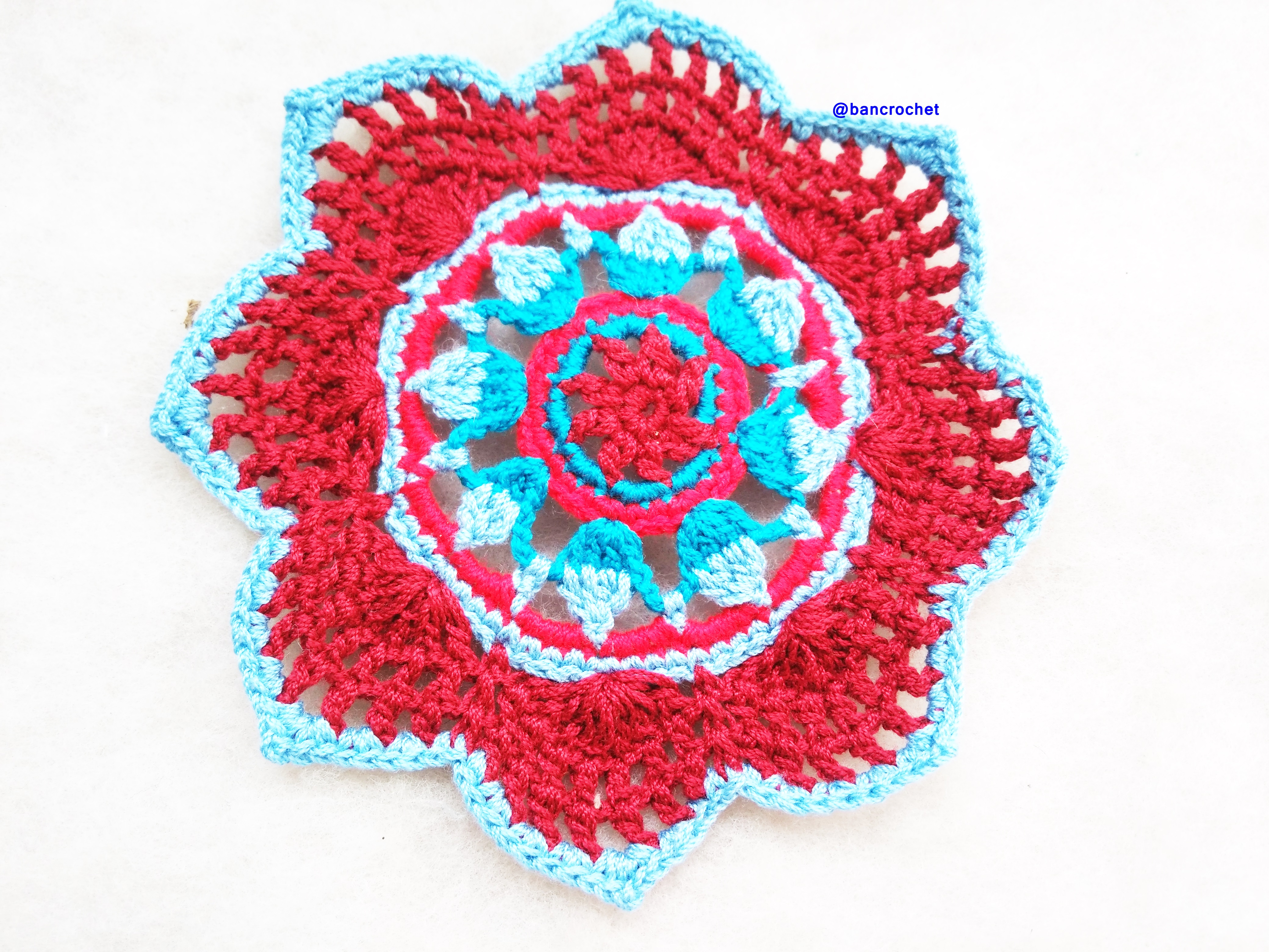 Bancrochet ที่รองแก้วถักโครเชต์ crochet coasters หลากสี 4 นิ้ว