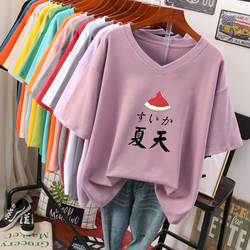 เสื้อยืดคอตตอน สกรีนลายน่ารัก มีหลากหลายสี ส่งฟรีทั่วไทย BY JIMIAO