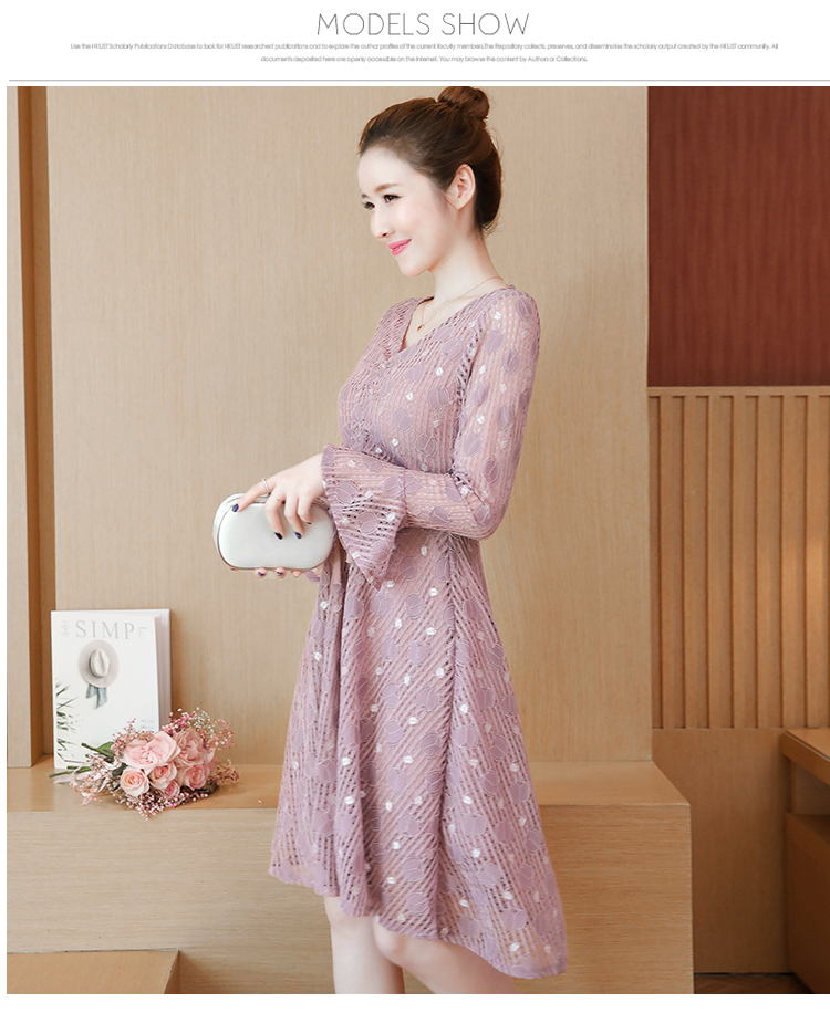 Dress4503 เดรสยาวลูกไม้ทรงสวย แขนยาวแต่งระบาย มีเชือกรูดกลางอกเก๋ๆ ดูมีดีเทล ผ้าลูกไม้เนื้อดีหนาสวยเกรดพรีเมียม งานดีผ้าสวยเหมือนราคาหลักพัน