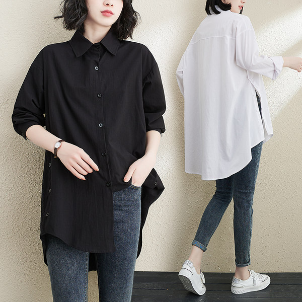เสื้อทีเชิ้ตคนอ้วนผู้หญิงสไตล์คอตตอนลินินมีไซต์อก 47-48 นิ้ว