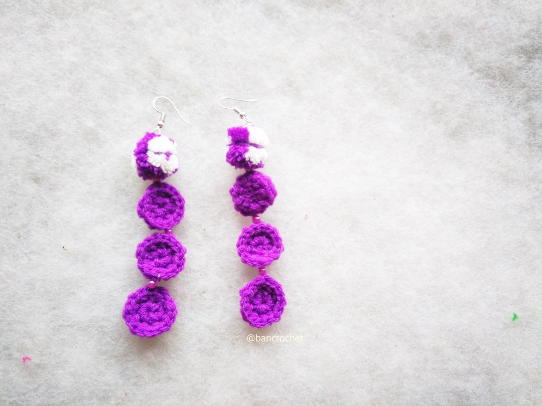 ต่างหูถักโครเชต์ crochet earrings หลากสี 4-6 นิ้ว
