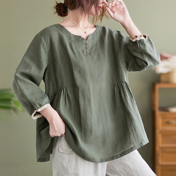 เสื้อลินิน เสื้อผ้าฝ้ายลินิน เสื้อเชิ้ตผ้าลินิน BY Zimo