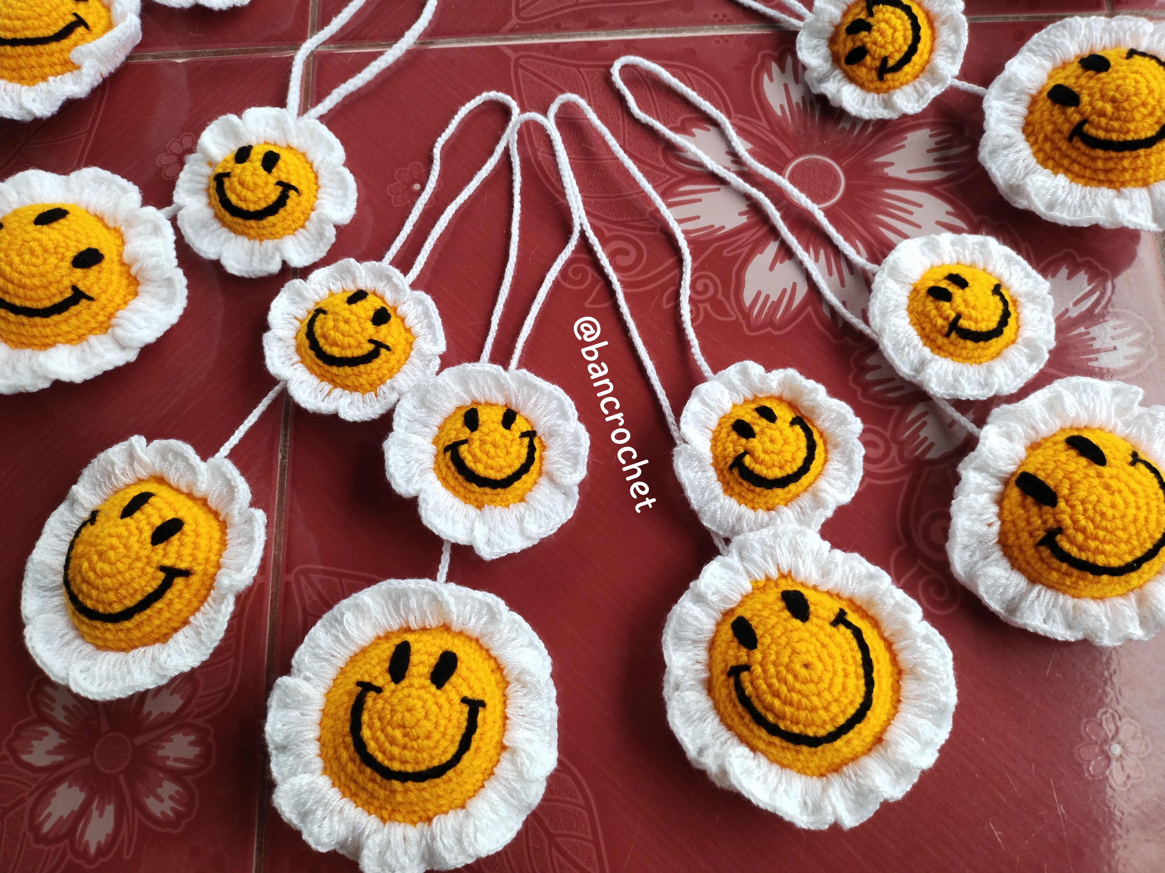 Bancrochet กระเป๋าถักโครเชต์ crochet bag หลากสี 8*5.5 สาย 7 inch