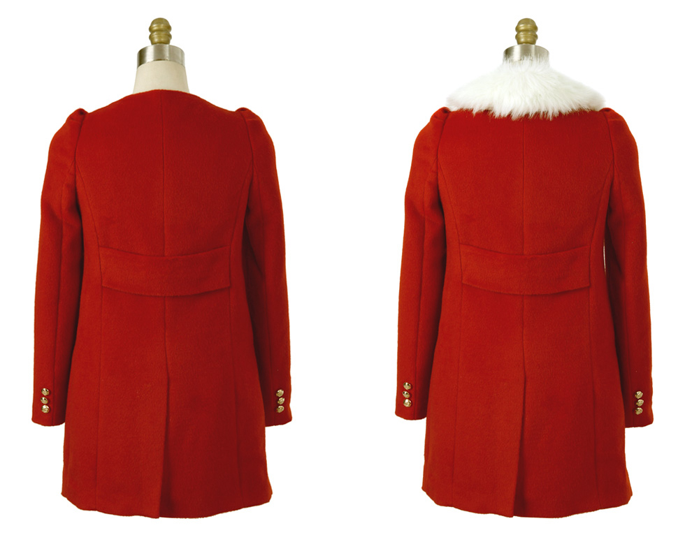 โค้ทกันหนาว สีแดง เก๋ๆ แบบสวยทรงผู้ดีมากๆ แถมขนเฟลอ (ถอดออกได้) ดูดีสุดๆ แบรนด์ RJ STORY แท้ พร้อมส่ง red