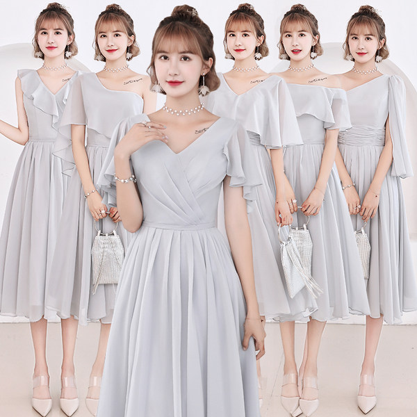 ชุดเพื่อนเจ้าสาวสีเทา ชุดเพื่อนเจ้าสาว ชุดไปงานแต่งงาน