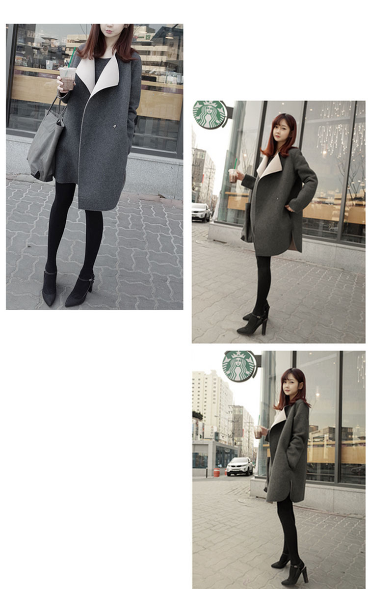 เสื้อโค้ทกันหนาว สีเทาขาว ทรงยาวผ่าข้าง ด้านนออกเป็นผ้าวูลผสมสักกะหลาด ขอบด้านในเป็นผ้าสำลี บุซับในกันลม พร้อมส่งจ้า
