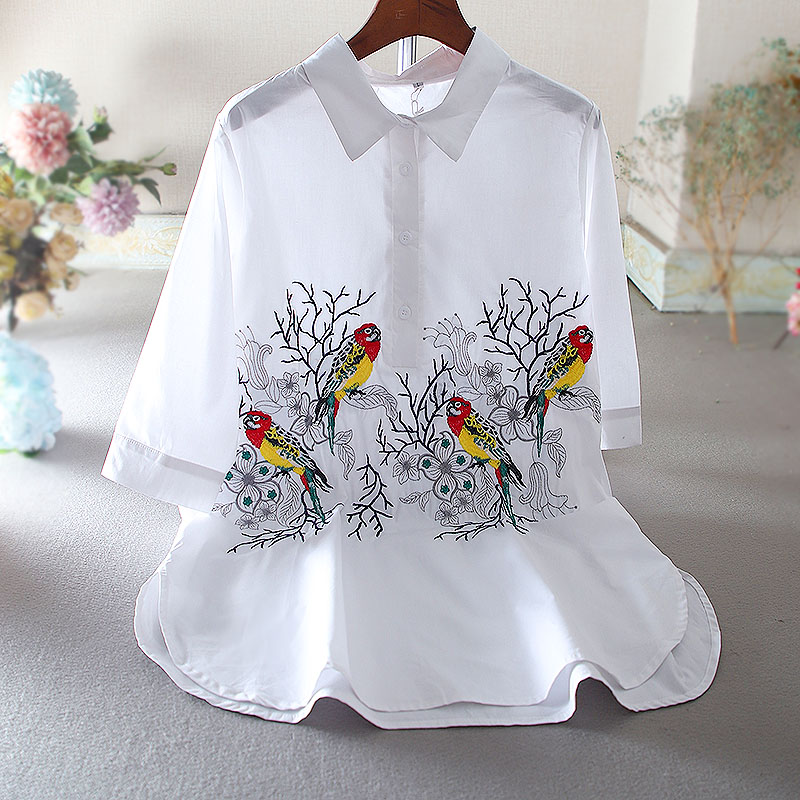 เสื้อลินิน เสื้อผ้าฝ้ายลินิน เสื้อเชิ้ตผ้าลินิน ปักลายสวยๆด้วยด้าย สไตล์VINTAGE