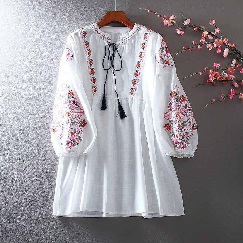 เสื้อลินิน เสื้อผ้าฝ้ายลินิน เสื้อเชิ้ตผ้าลินิน ปักลายสวยๆด้วยด้าย สไตล์VINTAGE BY Dreamroom