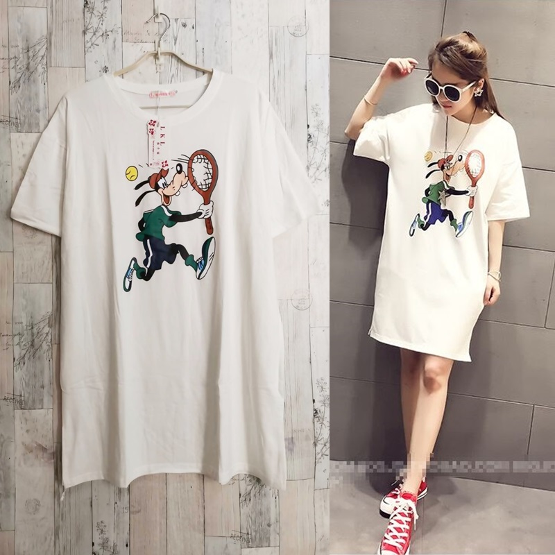 Dress4006 ชุดเดรสโอเวอร์ไซส์ทรงปล่อยใส่สบาย ผ้าคอตตอนสีพื้นเนื้อดีหนานุ่มสวยเกรดพรีเมียม หน้าอกสกรีนลายคมชัด ผ้าสวยเกินราคาเนื้อดีนุ่มใส่สบายยืดขยายได้เยอะ
