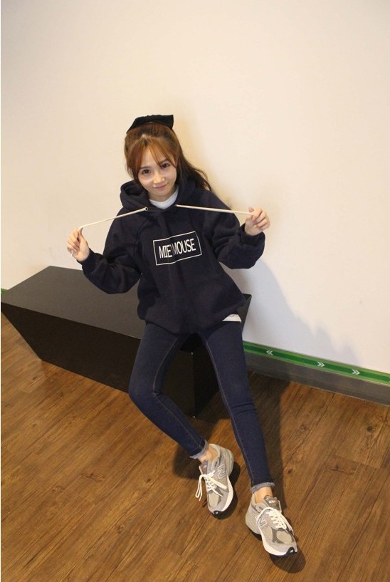 เสื้อกันหนาวฮู้ดดี้ Mickey Mouse มิกกี้เมาส์ สีกรมท่า แฟชั่นเกาหลี น่ารักมากจ้า พร้อมส่ง กรมท่า