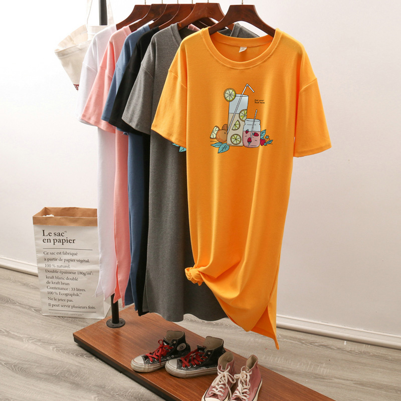เดรสสไตล์เสื้อยืด S-3XL(อกเสื้อยืด 43- 51 นิ้ว)ใส่สบายๆอยู่บ้าน ใส่นอน