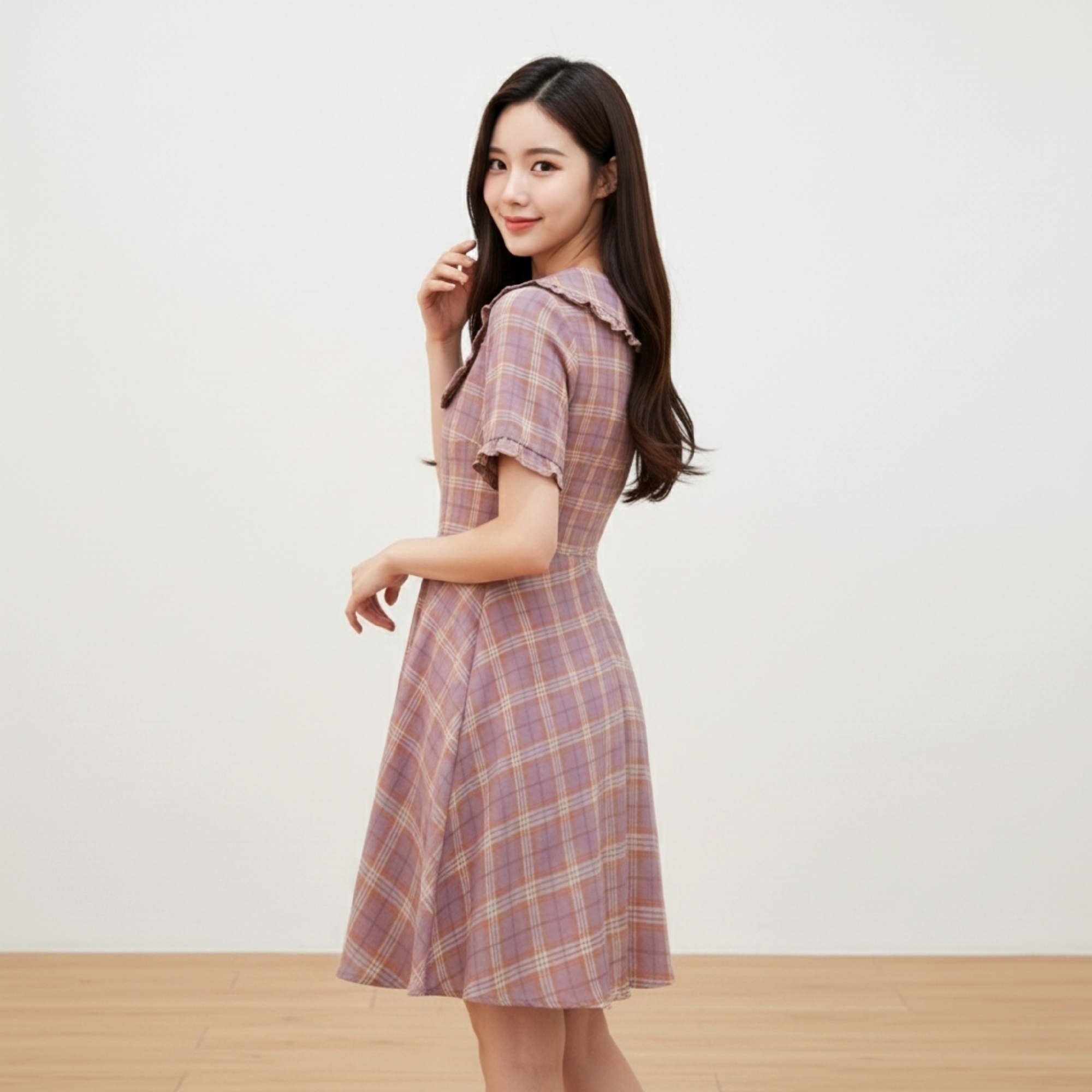 👗 Dress4592 เดรสลายสก็อตผ้าโพลีเนื้อนุ่ม ช่วยขับลุคให้อ่อนหวานละมุนดูน่าทะนุถนอมและดูน่ามองเป็นพิเศษ ด้วยโทนชมพูอมม่วงสไตล์ญี่ปุ่นแมทช์ได้หลายโอกาส