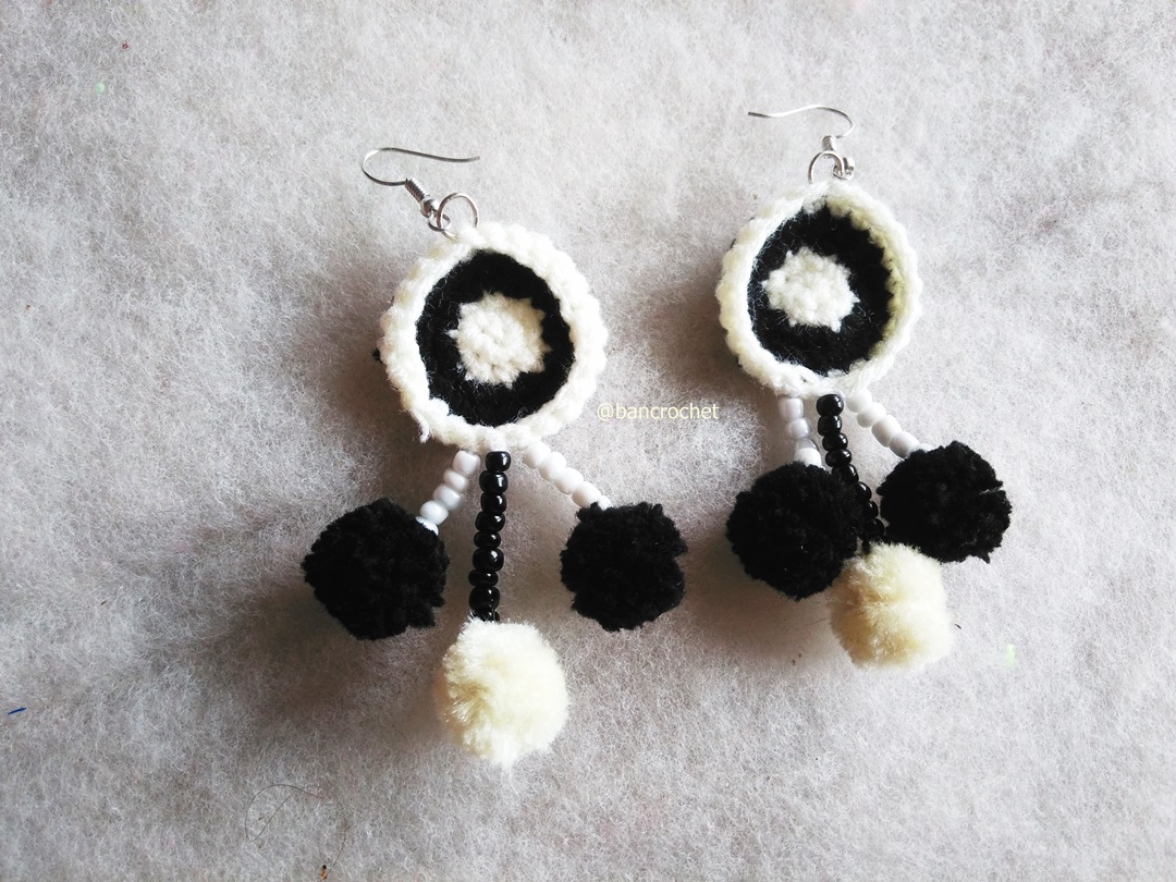 ต่างหูถักโครเชต์ crochet earrings หลากสี 4-6 นิ้ว