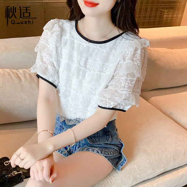 เสื้อลูกไม้ แขนสั้น