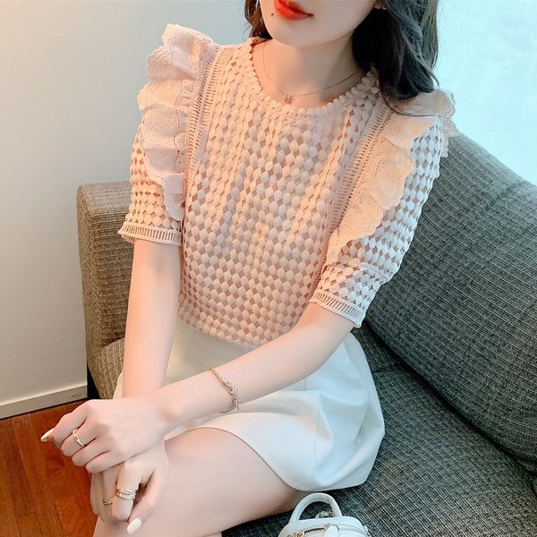 เสื้อลูกไม้ แขนสั้น
