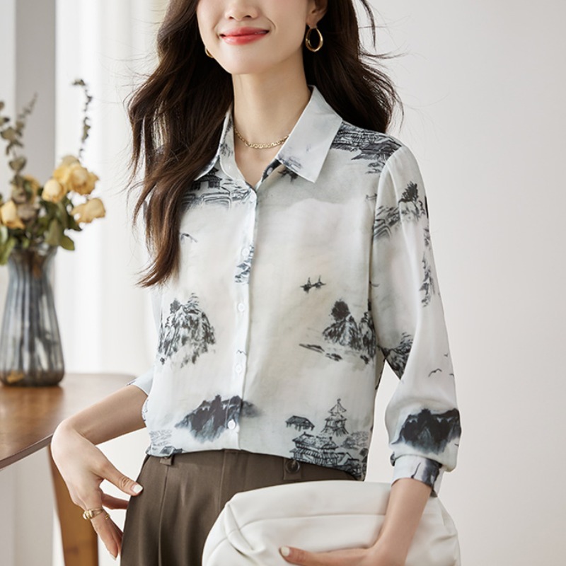 เสื้อเชิ้ตผู้หญิงแขนยาว เสื้อเชิ้ตผู้หญิงใส่ทํางาน 390 บาทต่อชิ้น ฟรีค่าจัดส่ง