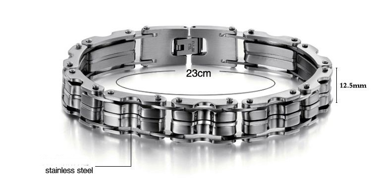 สร้อยข้อมือผู้ชาย กำไลข้อมือผู้ชาย สีเงิน ดีไซน์เป็นโซ่ วัสดุ 316L สแตนเลส สตีล ทนต่อการกัดกร่อน ไม่ลอก ไม่ดำ 917413