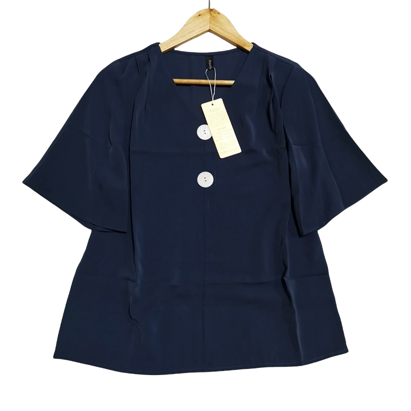 Blouse3863 เสื้อชีฟองสีพื้นกรมแต่งกระดุมหน้าอกแขนทรงปล่อย ผ้าชีฟองเกรดพรีเมียมเนื้อดีนุ่มมีน้ำหนักทิ้งตัวใส่สบาย งานสวยแมทช์ง่าย ใส่กับอะไรก็เข้า ใส่เที่ยว/ใส่ทำงานได้