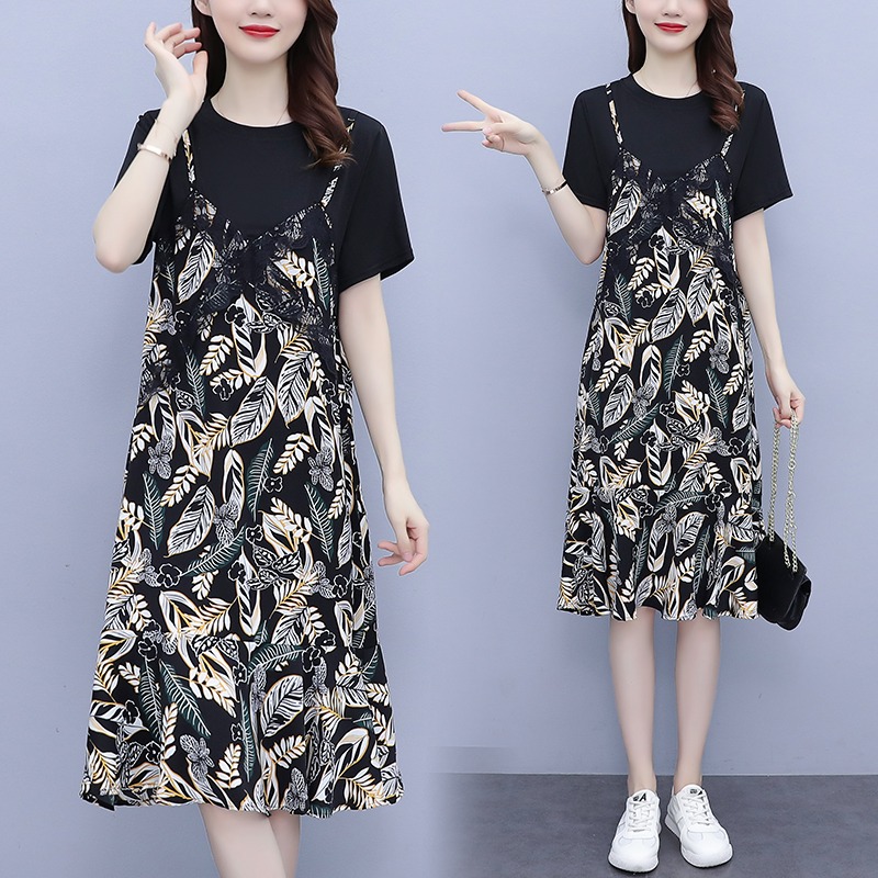 เดรสแขนสั้น มีไซส์ L-5XLอก 38-48 นิ้ว ใส่ได้ทั้งสาวหุ่นดีน่ารักจนถึงสาวอวบพลัสไซส์
