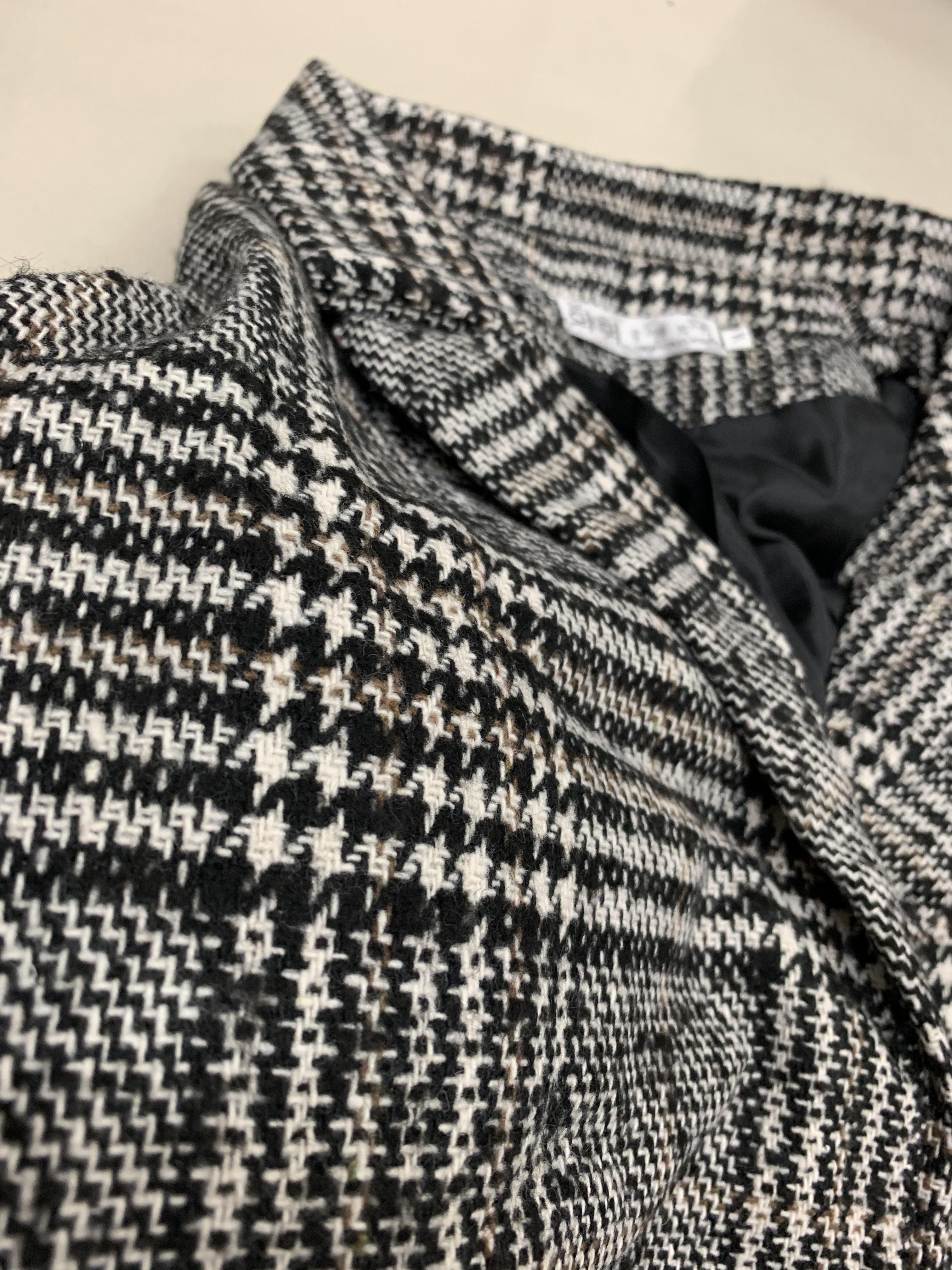 Korea Minimal Coat เสื้อคลุมกันหนาว ตัวยาว37" สไตล์เกาหลี ผ้าทอลายสก๊อต บุซับในกันลม