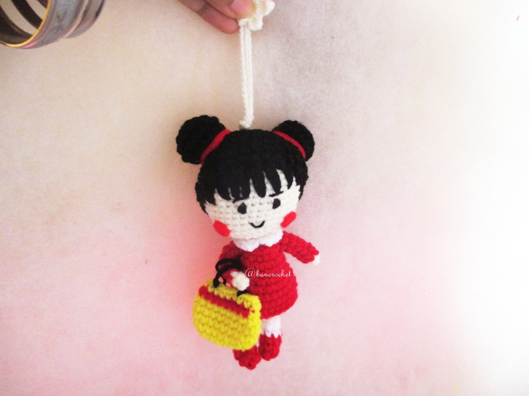 พวงกุญแจมารูโกะถักไหมพรม ขนาด 4 นิ้ว maroko crochet keychain 4 inch