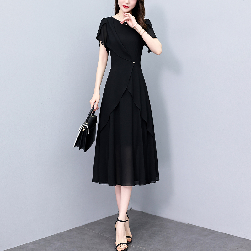 เดรสสีดำ ชุดเดรสคนอ้วน ชุดเดรสสาวพลัสไซส์ XL-5XL