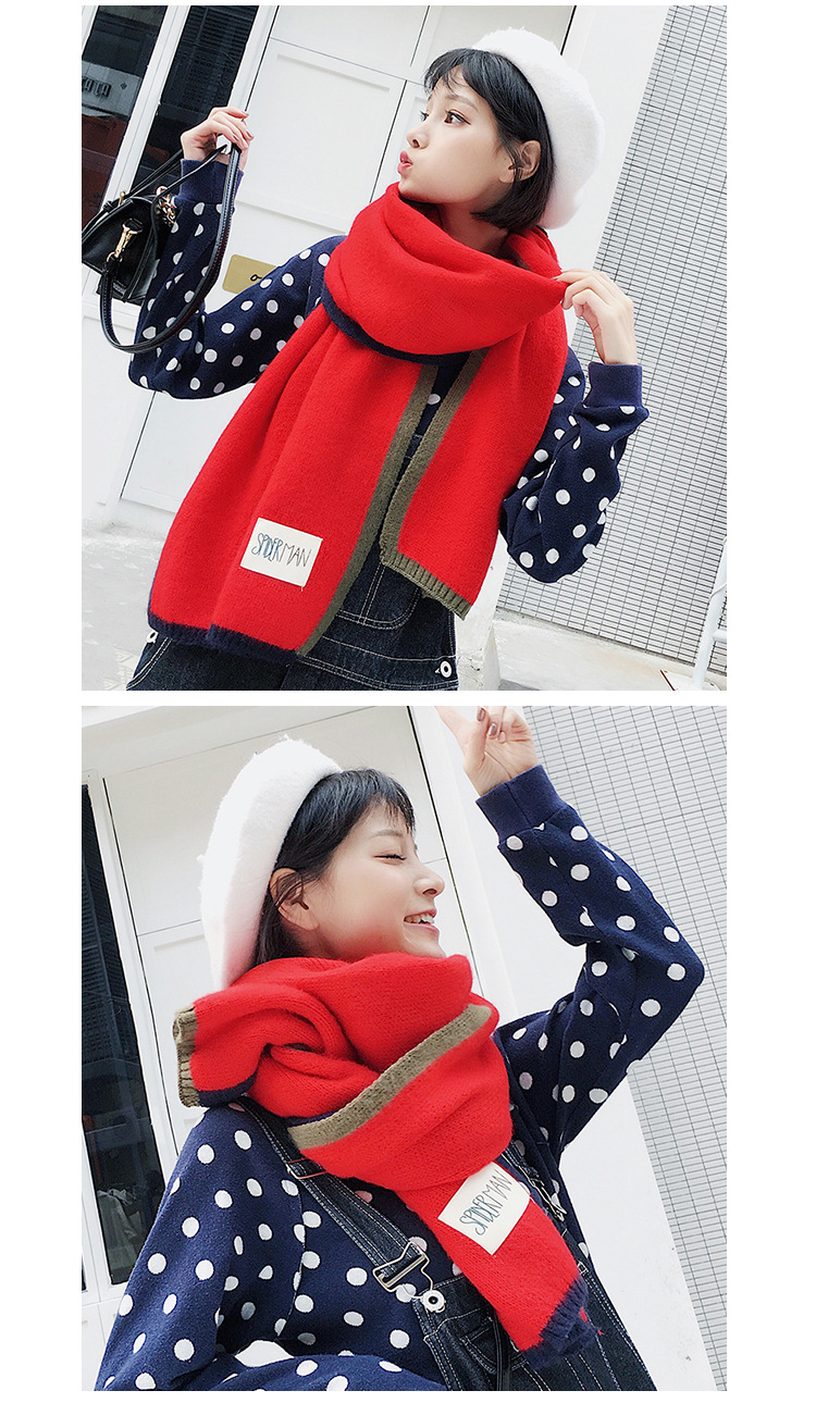 ผ้าพันคอไหมพรมเนื้อนุ่มมากกก แต่งแถบสีมีลูกเล่นน่ารัก สไตล์เกาหลี พร้อมส่ง same pic