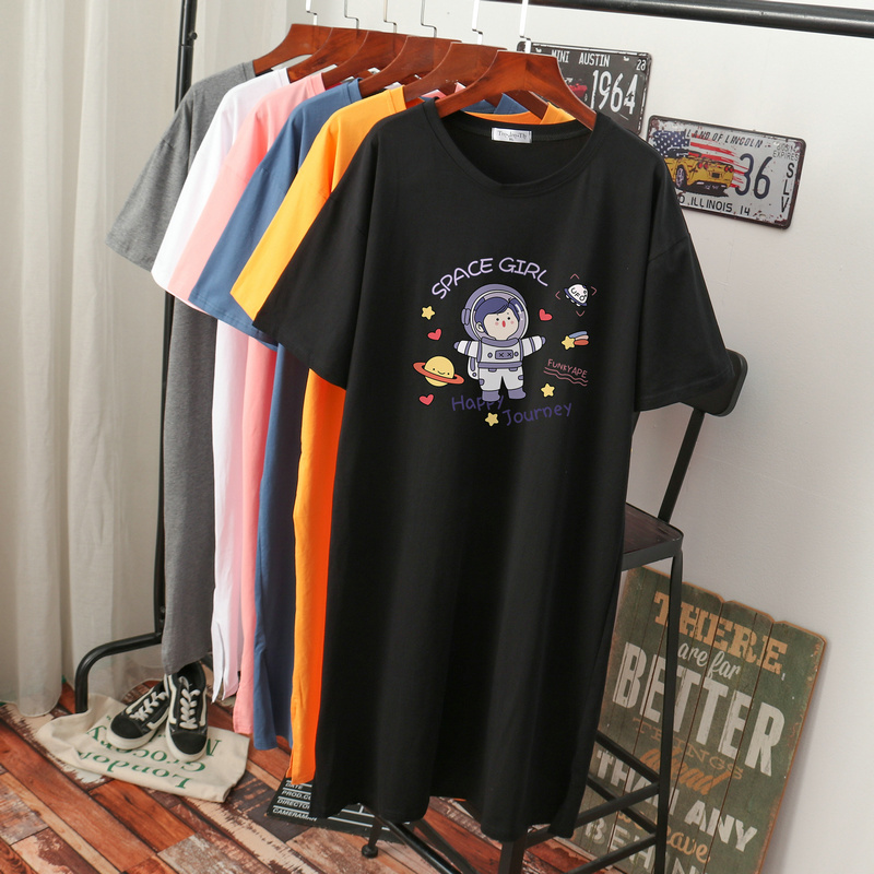 เดรสสไตล์เสื้อยืด S-3XL(อกเสื้อยืด 43- 51 นิ้ว)ใส่สบายๆอยู่บ้าน ใส่นอน