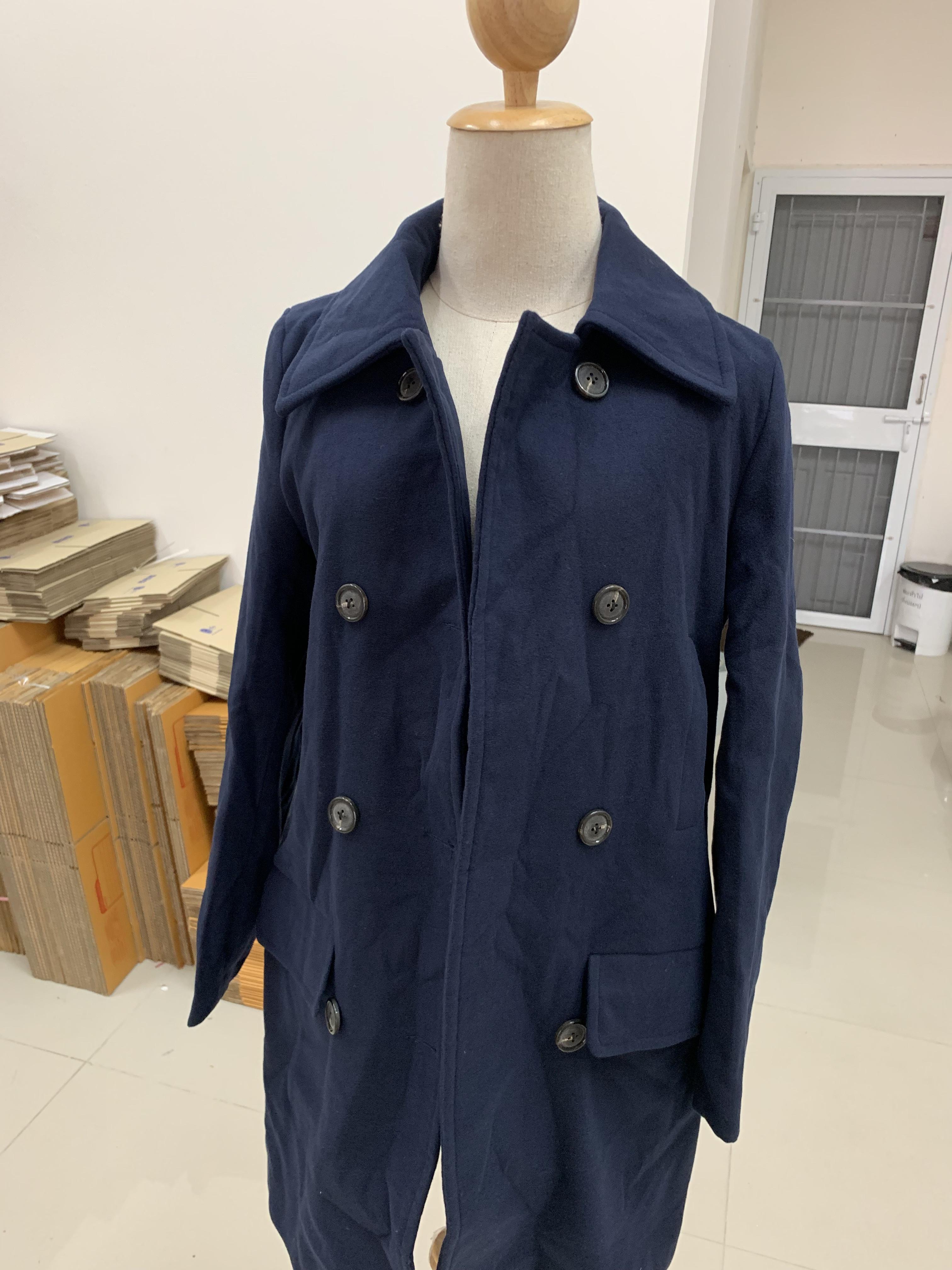 เสื้อโค้ทกันหนาว รุ่นกระดุม 2 แถว สไตล์เกาหลี ใส่ได้หลายแบบ ผ้าวูลผสม พร้อมส่ง