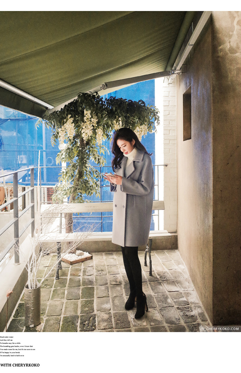 เสื้อโค้ทกันหนาว สไตล์เกาหลี หวานๆ ดีไซน์หรู งานดี ใส่ได้หลายแบบ ผ้าวูลเนื้อละเอียด บุซับในกันลม