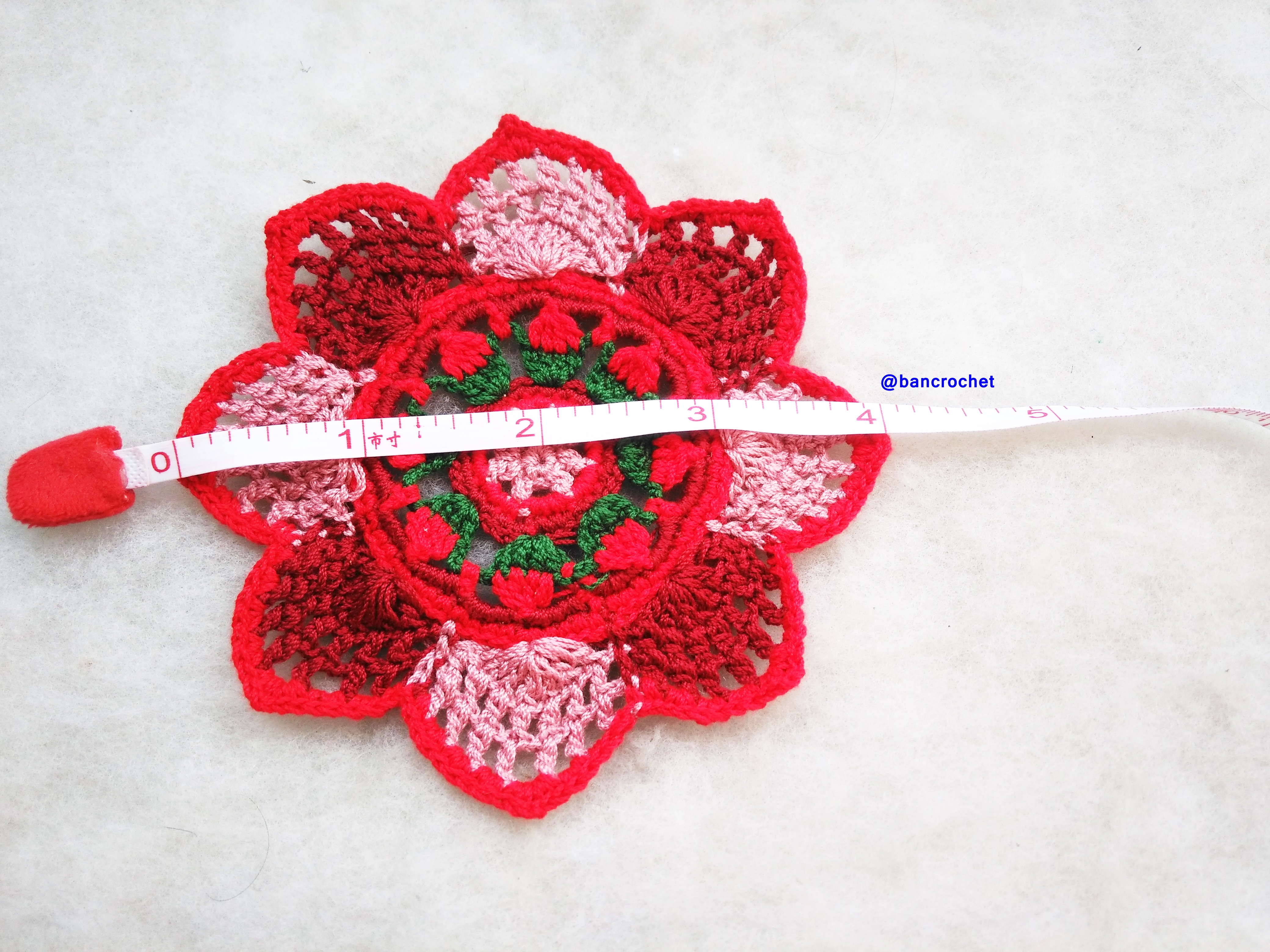 Bancrochet ที่รองแก้วถักโครเชต์ crochet coasters หลากสี 4 นิ้ว