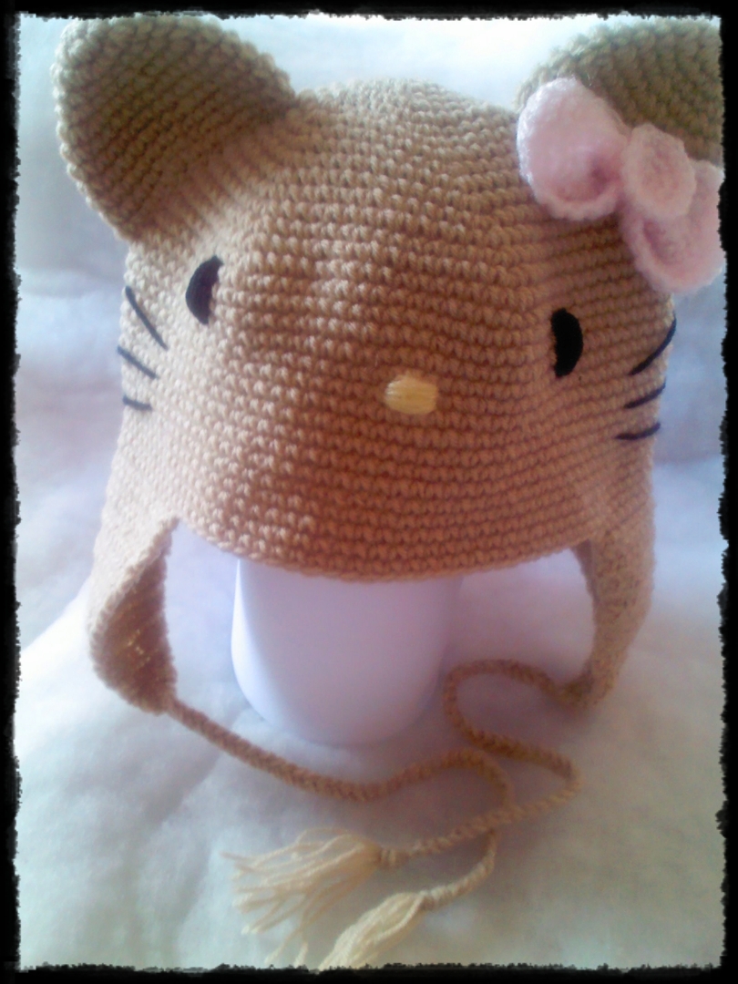 หมวกคิตตี้น้ำตาลมีเปีย