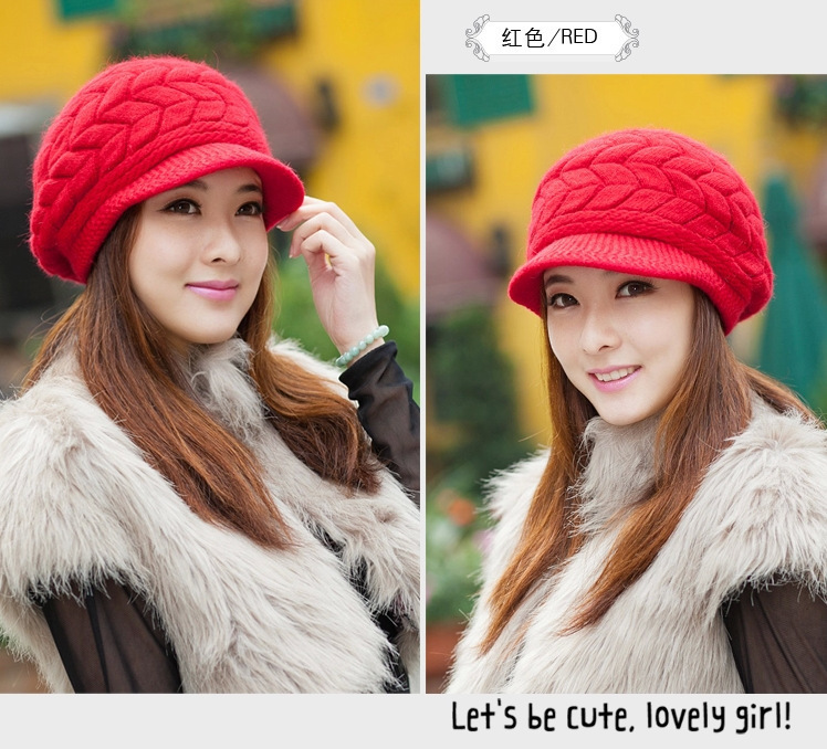 หมวกกันหนาว หมวกไหมพรมกันหนาวผู้หญิง ด้านในบุขนอุ่น แบบหวานๆ น่ารัก มีหลายสีให้เลือก พร้อมส่งจ้า