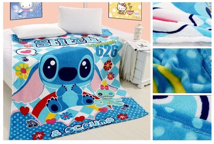 ผ้าห่มกำมะหยี่ เนื้อนุ่ม การ์ตูน stitch