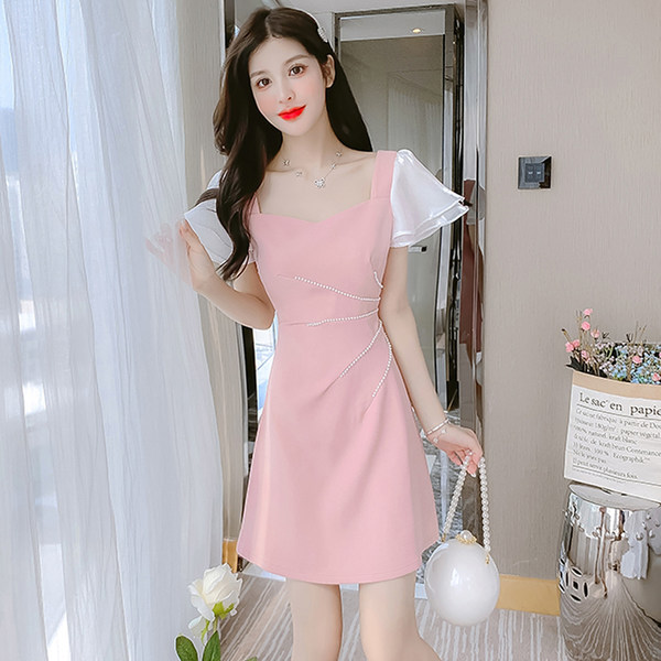 เดรสลูกไม้ เดรสชีฟองสวยๆ แขนสั้น By Meiyi women's clothing