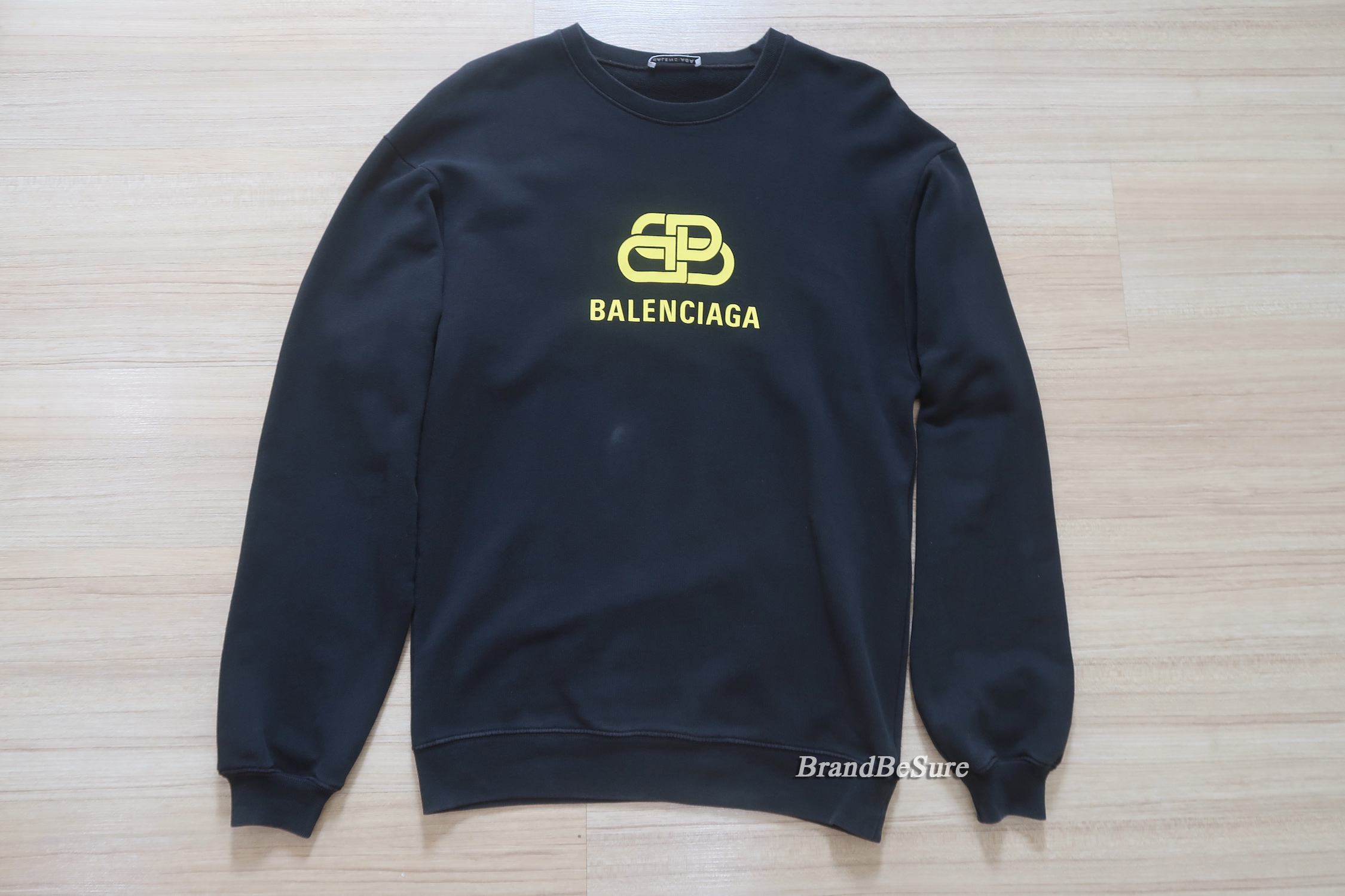 Balenciaga Black Yellow BB Craw Logo Sweater