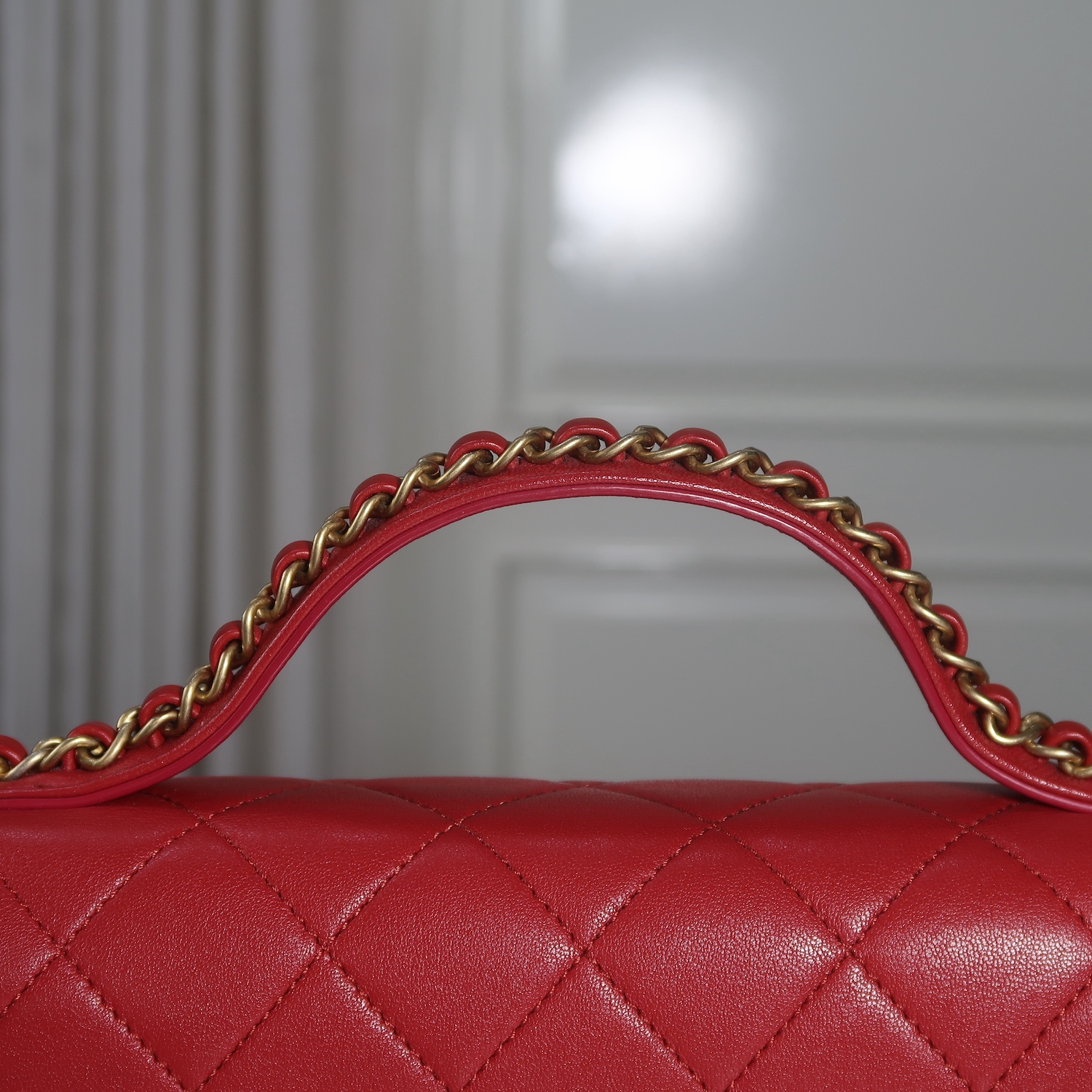 Chanel Red Lambskin Chain Infinity Top Handle Bag GHW(ใบ King Power 2019)