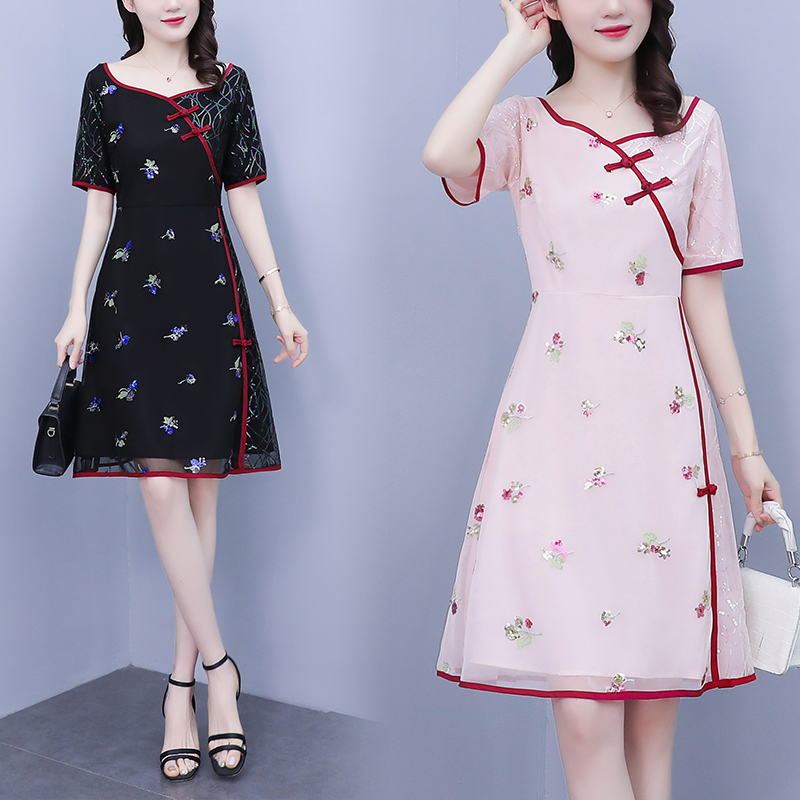 เดรสแขนสั้น มีไซส์ L-5XLอก 38-48 นิ้ว ใส่ได้ทั้งสาวหุ่นดีน่ารักจนถึงสาวอวบพลัสไซส์