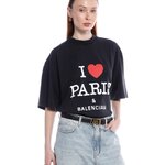 Balenciaga Black I Love Paris Logo T Shirt