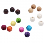 ตุ้มไม้ (ลูกปัดไม้) ขนาด 15 มม. เลือกสีด้านใน