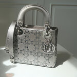 Christian Dior Grey Strass Cannage Satin Mini Lady Dior SHW