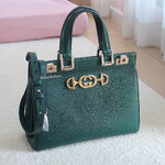 Gucci Green Grain Calfskin Zumi Top Handle Bag