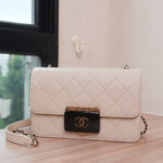 Chanel Ivory Sheepskin Quilted Mini Beauty Lock Flap Bag GHW
