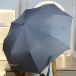 Patek Phillipe Grey Synthetic Fabric Wooden Handle Folding Umbrella