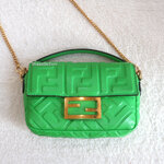 Fendi Green Nappa FF Mini Baguette