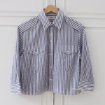 Celine Blue Stripe Crop Shirt