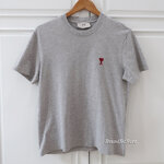 Ami Grey Cotton Logo T-Shirt