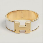 Hermes White Enamel Clic Clac H Bracelet Medium PM