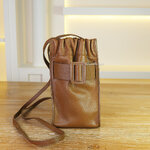 Boyy Brown GrainCalf Leather Soft Scrunchy Phone Bag