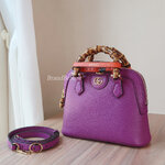 Gucci Purple Calfskin Diana Bamboo Top Handle Mini Dome Tote